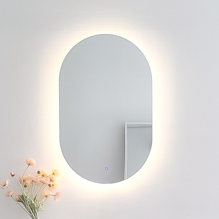 KC인증 터치형 3색변환 LED 터치형 타원 조명거울 인테리어 벽거울 화장대 탁상