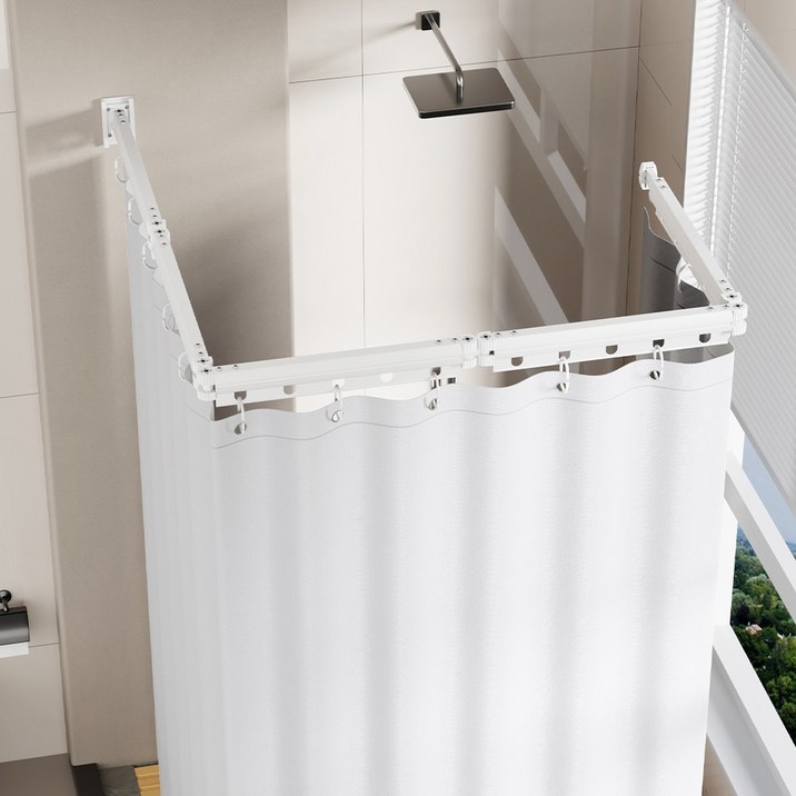 오라플 욕실 샤워커튼봉세트 ㄱ자 방수 화장실커텐