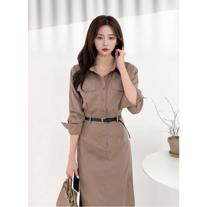 와이스토리 여자 클래식 롱원피스 하객룩 벨트포함