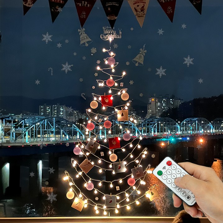 레토 크리스마스 벽트리 LED 조명 장식 앵두전구 100구 풀패키지, 웜화이트 레토 크리스마스 벽트리 LED 조명 장식 앵두전구 100구 풀패키지, 웜화이트