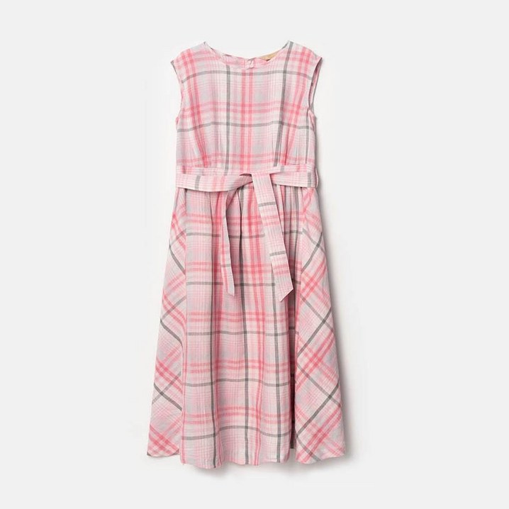 BEANPOLE 빈폴 레이디스 핑크 슬리브리스 체크 맥시 원피스 BF0471O08X