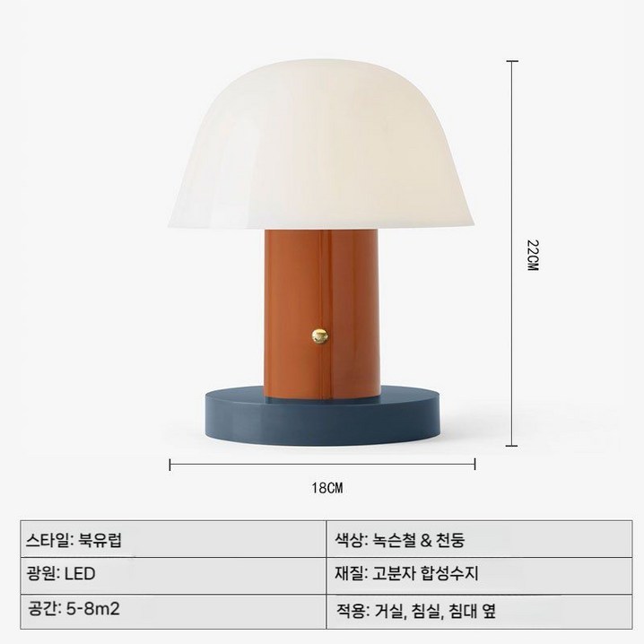 앤트레디션세타고 테이블 램프 무선 버섯 조명 미니 무드등