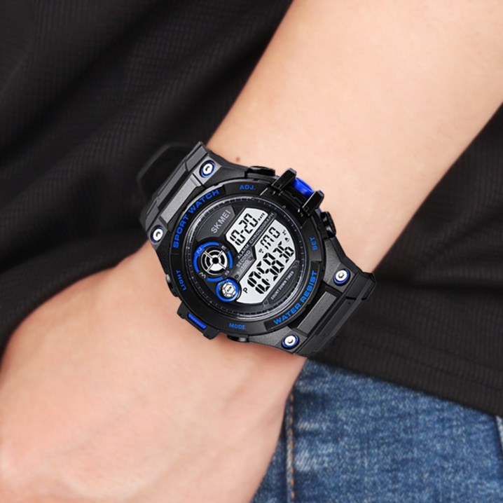 에이치앤드 스포츠 방수 라이트 원형 시계 블루