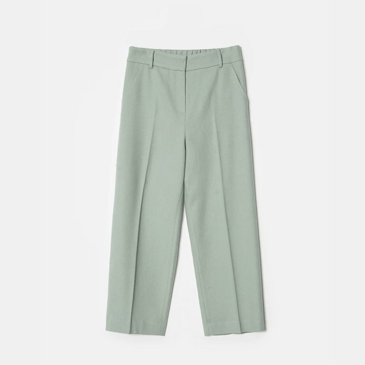 BEANPOLE 빈폴 레이디스 라이트 그린 울 밴딩 세미 와이드 팬츠 BF0X21C32L