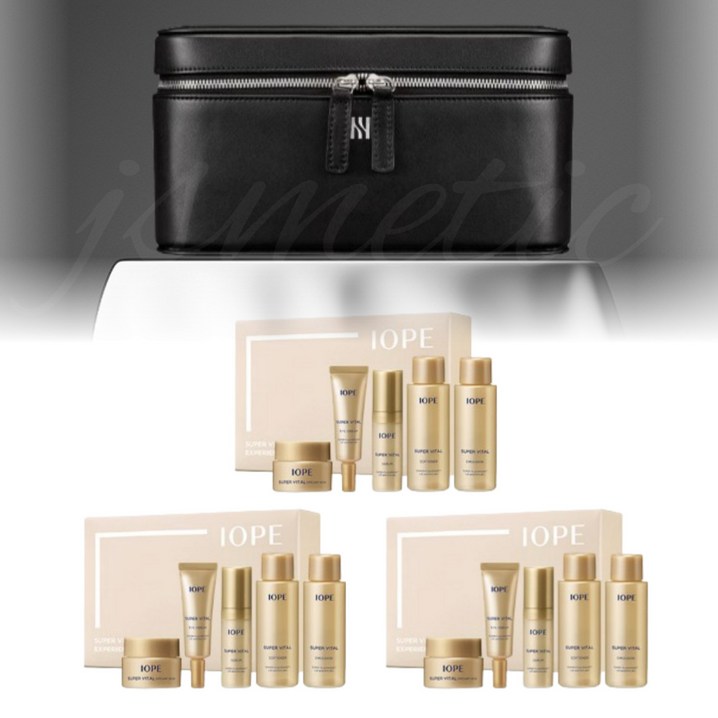 헤라 블랙쿠션 코스메틱백 파우치  아이오페 슈퍼바이탈 5종 여행용 키트 3개입 세트