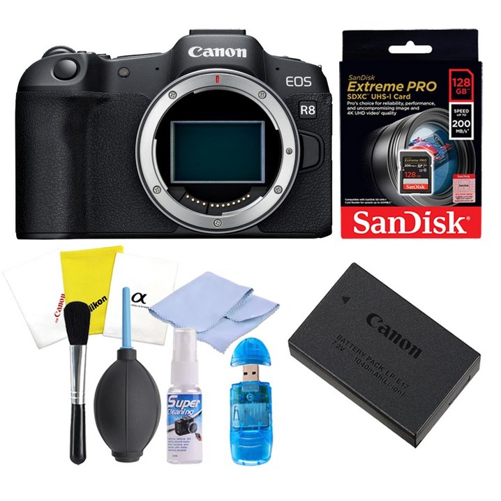 캐논 EOS R8 128GB 정품 배터리 외 액세서리 패키지