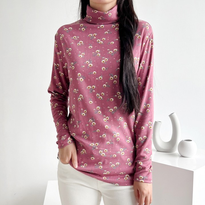 사입자몰 F1958 리벤플라워폴라 니트 이너 기모 목폴라 라운드 브이넥 티셔츠 맨투맨 가디건 원피스 블라우스 여성 미시