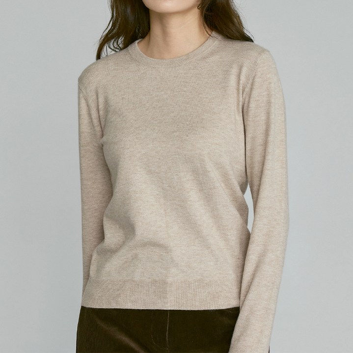 210에디트 남녀공용 캐시미어 블렌디드 라운드넥 니트 ZZ5SW010