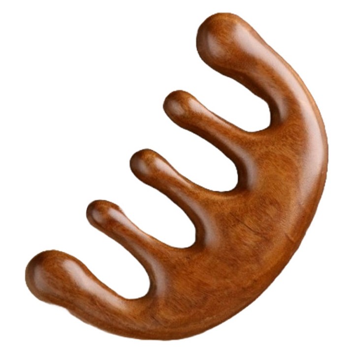 홈즈픽 원목 마사지 두피 괄사, 브라운, 1개