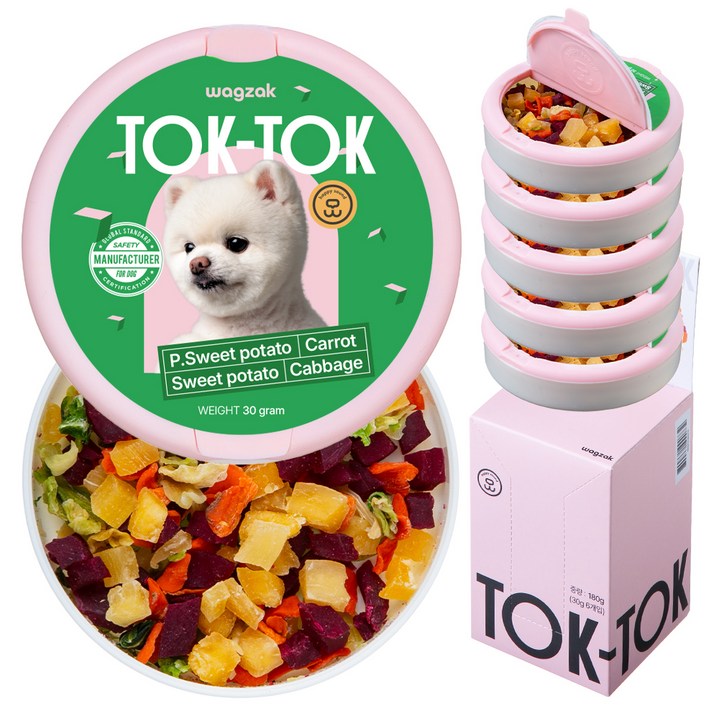 와그작 강아지 톡톡 미니 트릿, 혼합맛(고구마/자색고구마/당근/양배추), 30g, 6개