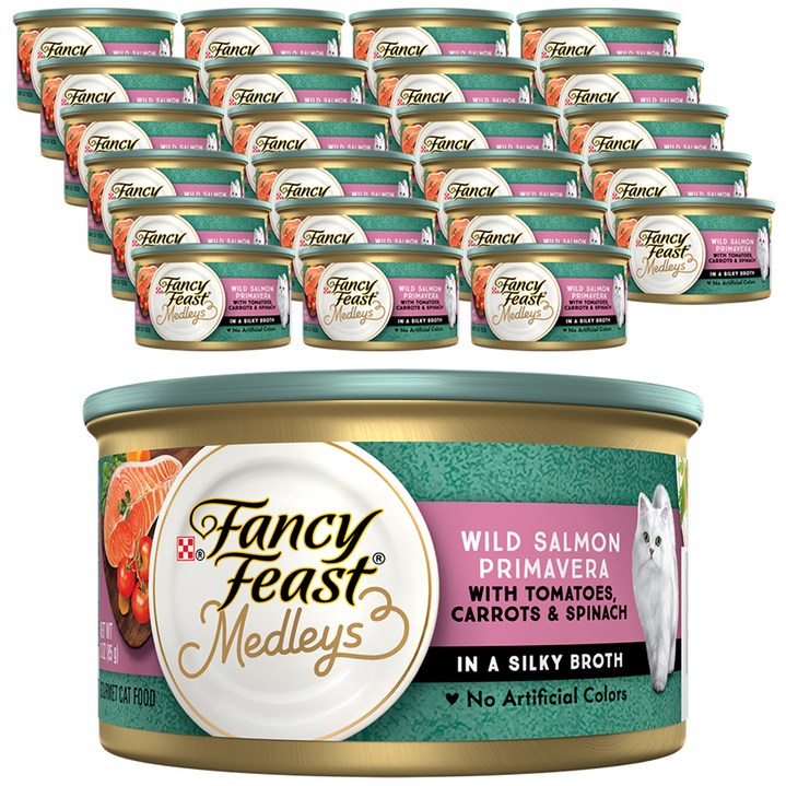 팬시피스트 생후 3개월령 이후 고양이 메들리 파테 프리마베라 습식사료, 연어, 85g, 24개