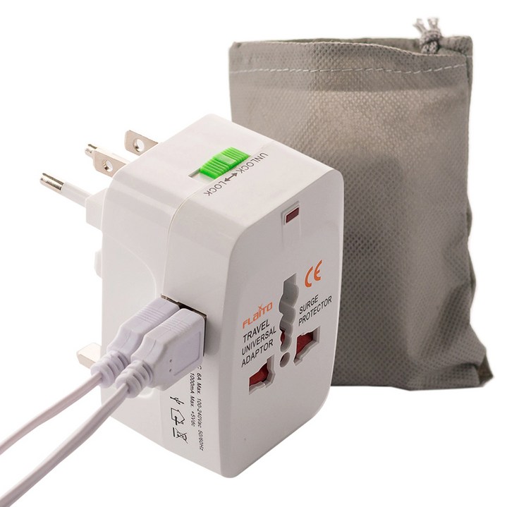 플라이토 여행용 USB 2포트 멀티어댑터 JS-1004 + 파우치