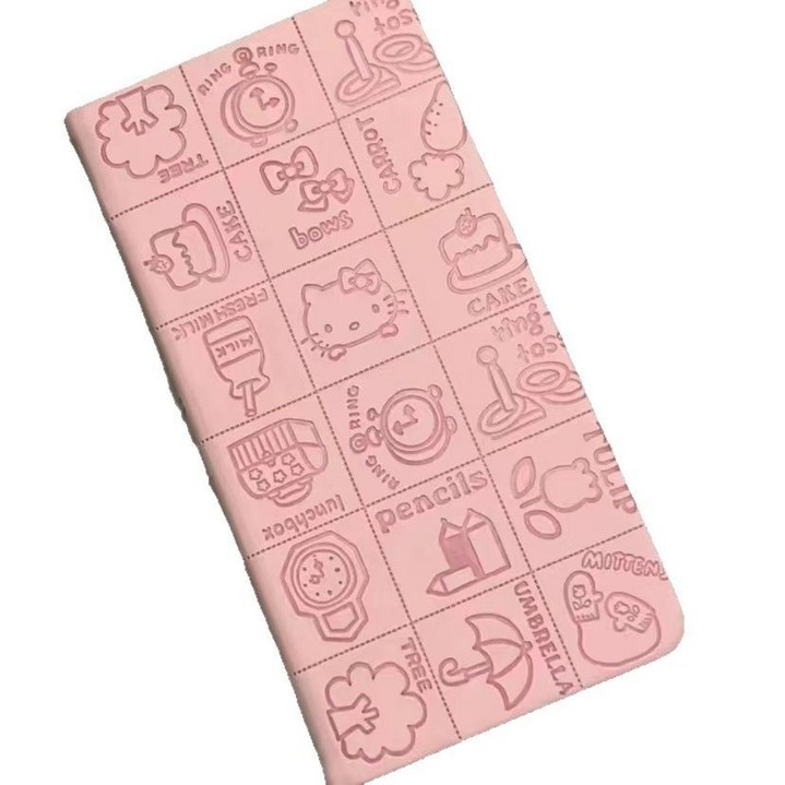 옐상 키티 패턴 포켓 세로 다이어리노트