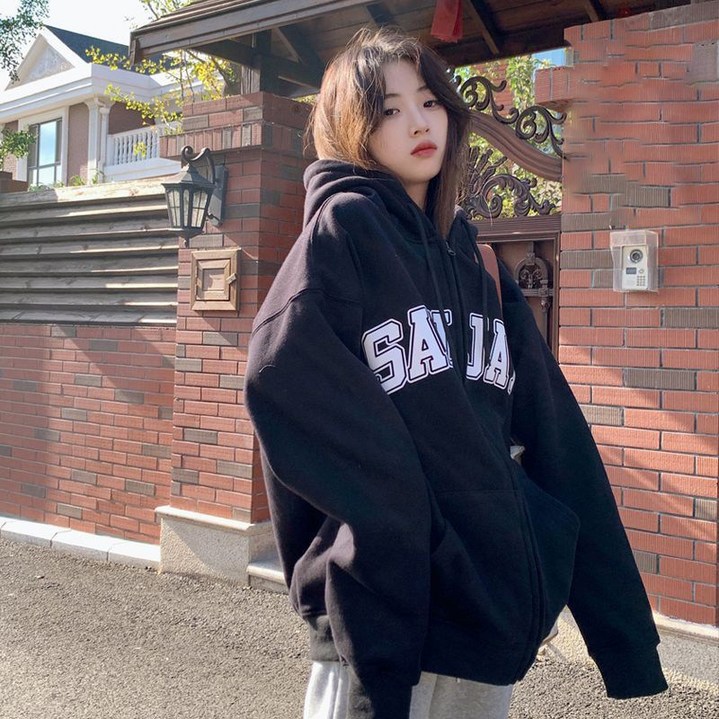 CBHV 여자 후드집업 가을 겨울 레터링 후드티 오버핏 프린팅 아우터