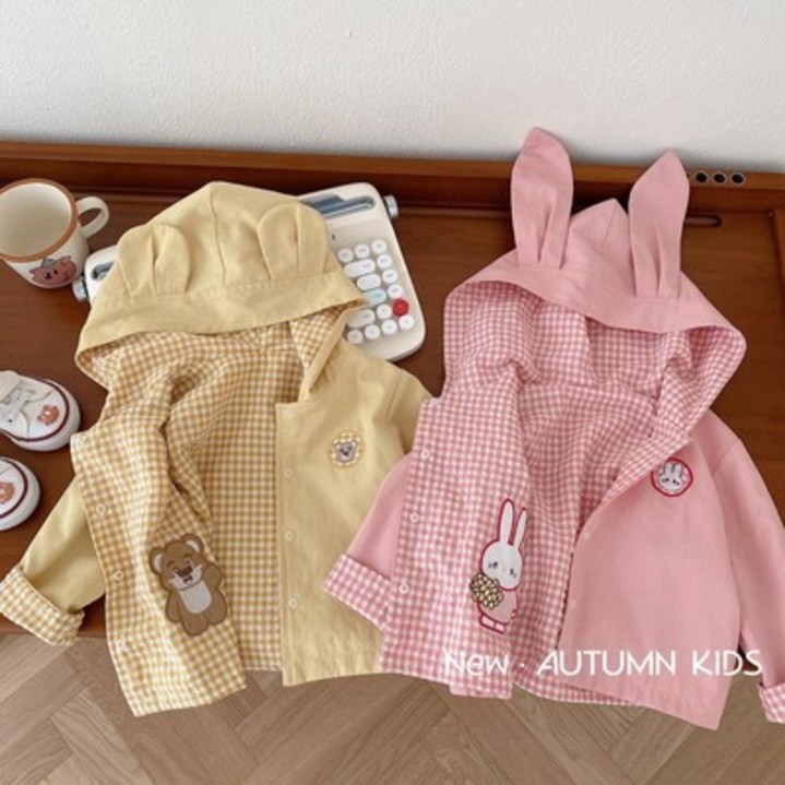 해피팡팡  남녀 공용 ﻿곰엔토끼 양면자켓H 핑크,옐로 두가지색상