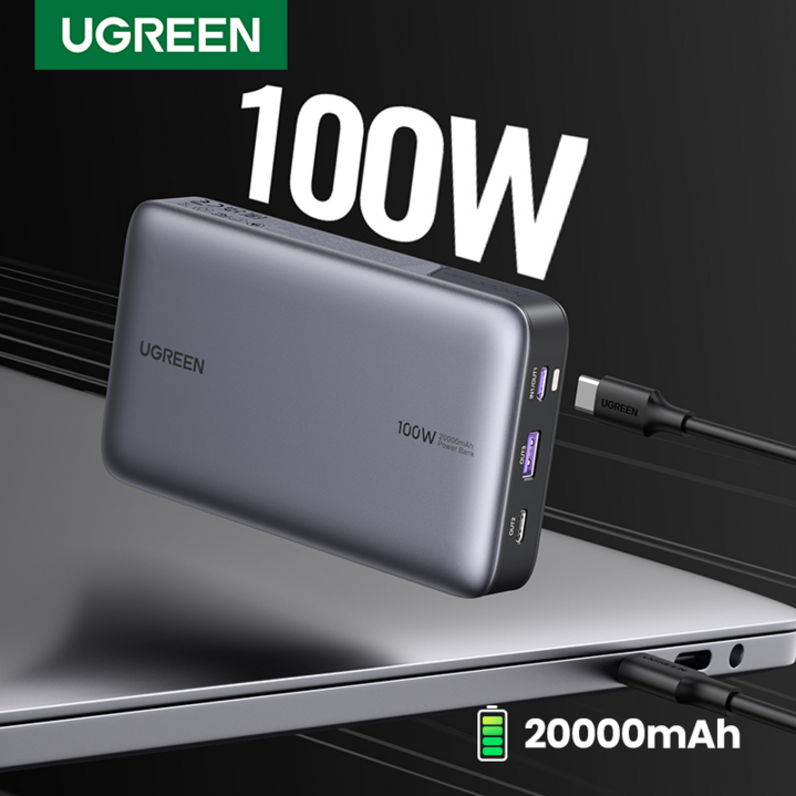 UGREEN 유그린 Nexode 100W 파워뱅크 20000mAh 휴대용 충전기 PD3.0 양방향 고속 충전 3포트 보조배터리 240W C-타입 고속 충전 케이블 포함, PB720