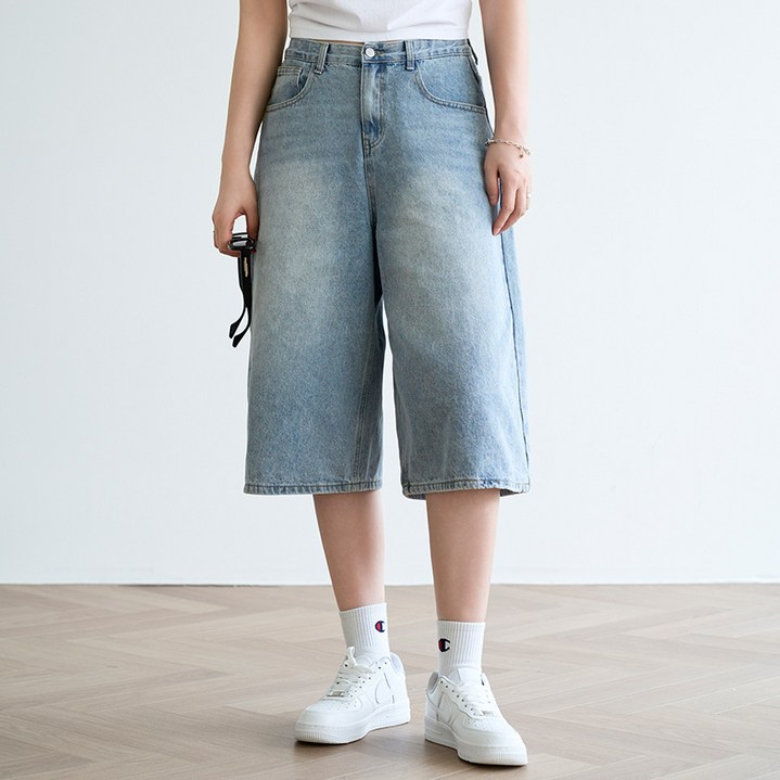 피핀 여성용 기본롱 히든밴딩 워싱 버뮤다 팬츠 #710752