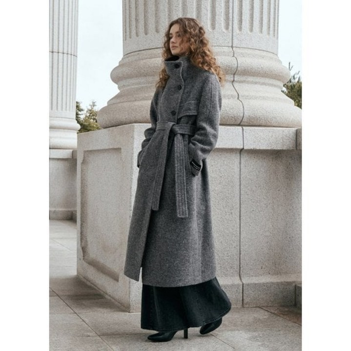 정품 잇미샤 하이넥 싱글브레스티드 울 코트 ITPCWHC710