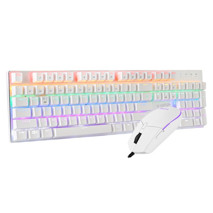 지클릭커 GMK-K510X Special 게이밍 LED 기계식 유선 키보드 & 마우스 세트, 기계식, 화이트 갈축, GK-K510X Special