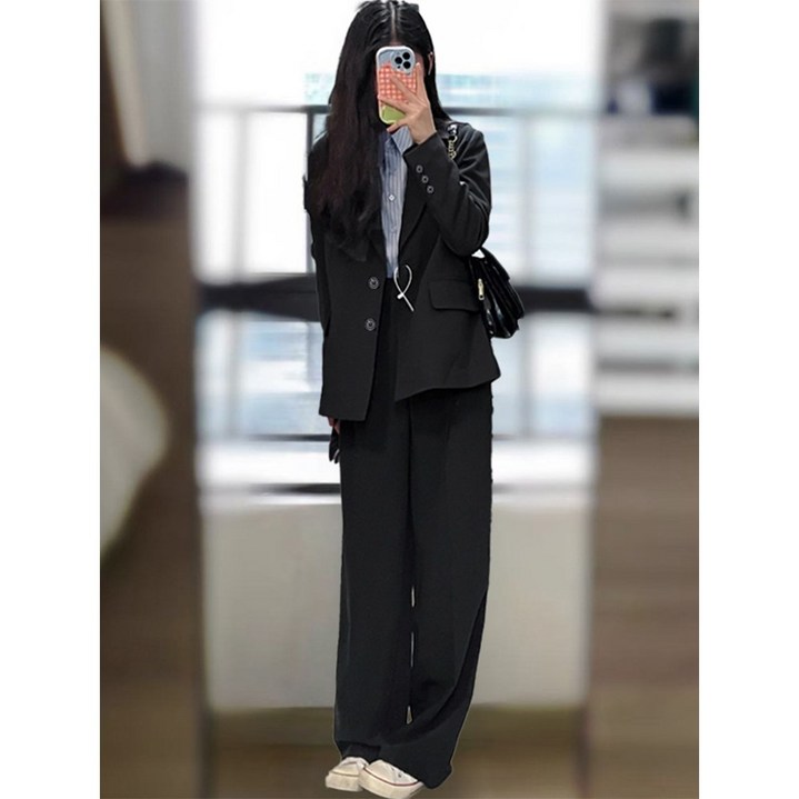 ANYOU 여자 봄가을 캐주얼 여성정장 세트 루즈핏 면접복장