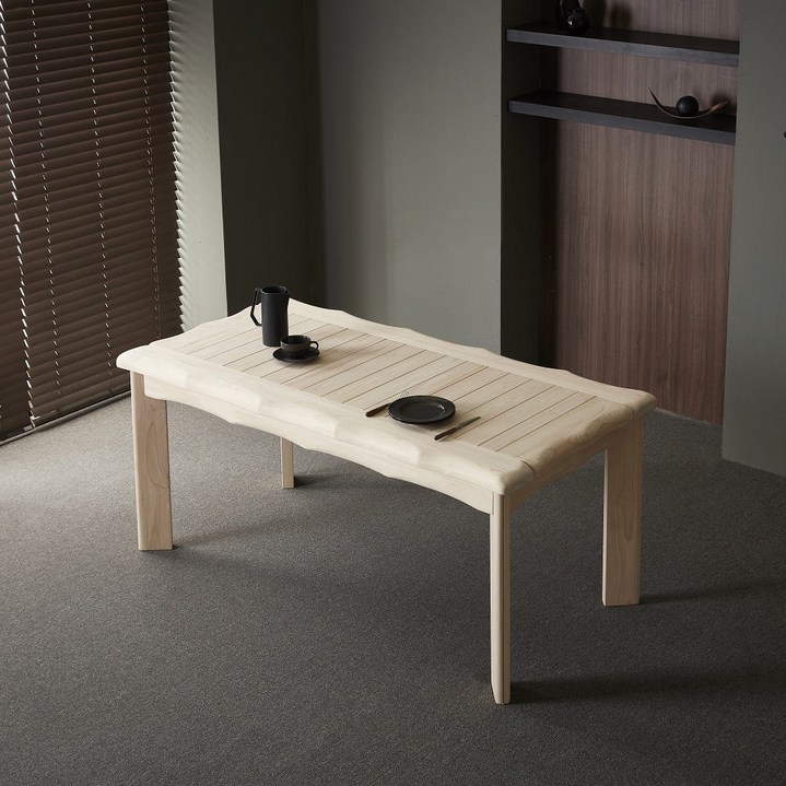 바르숲 킹덤 편백나무 통원목 식탁 테이블 4인 6인 테이블, 6인용, 베이지