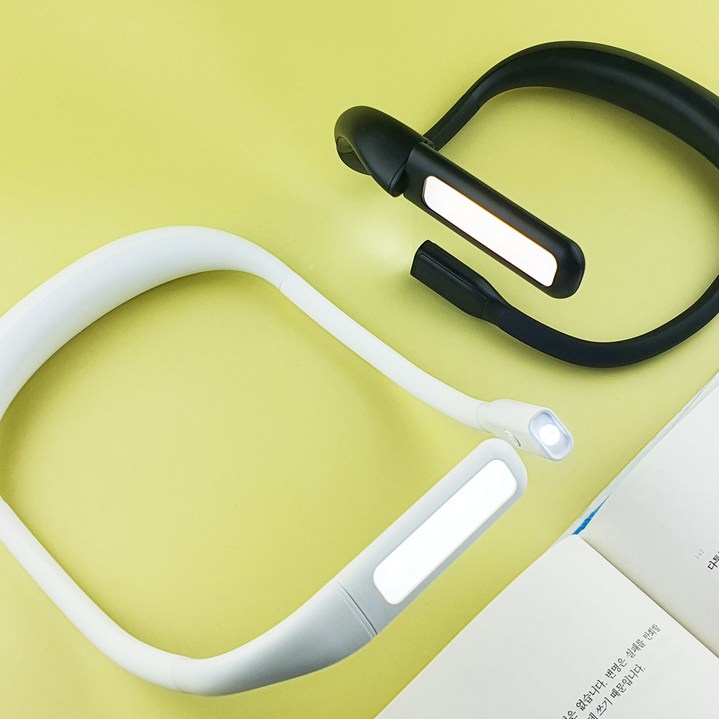 아미디오 LED 충전식 넥밴드 독서등 넥라이트 북라이트 스탠드, 블랙