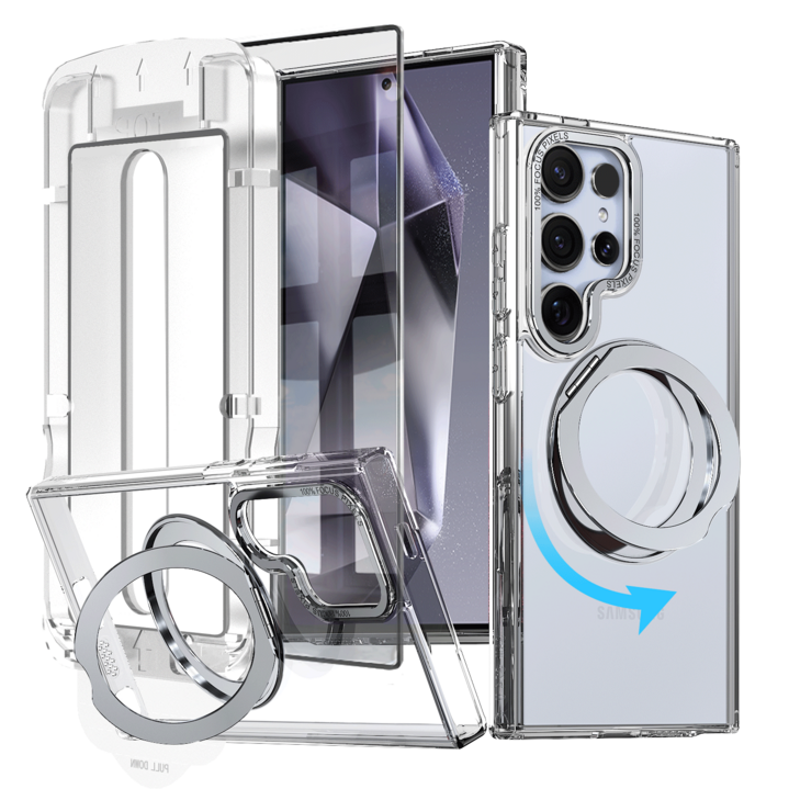 360도 마그네틱 맥세이프 회전 링스탠드에어쿠션 군사급 방호 케이스 + 먼지제로 부착키트 액정보호필름