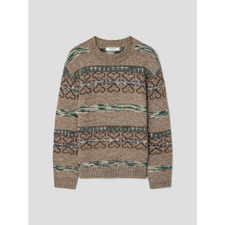 [에잇세컨즈] 자카드 패턴 라운드 니트 브라운 (265Y51AY3D)