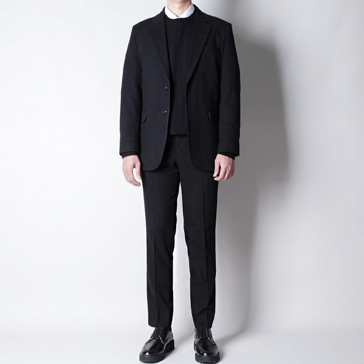 디아웃핏 남성 겨울 울 정장세트 히든 밴딩 수트 캐주얼 기모 면접 결혼식
