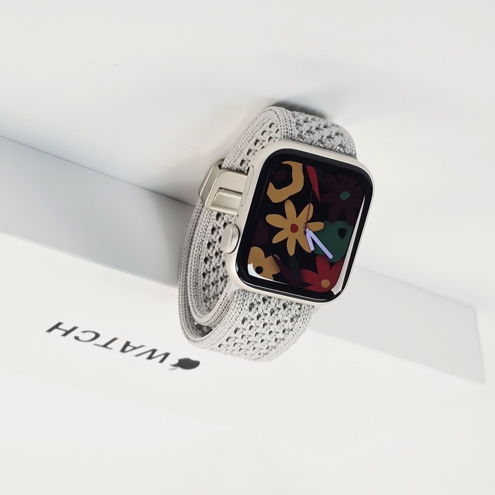 이사로 애플워치 호환 스트랩 나일론 스포츠루프 경량밴드, 그레이, 1개