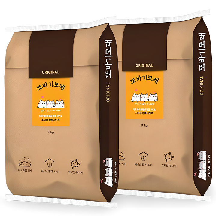 또바기고양이모래 벤토나이트 오리지널 무향 18kg 국내생산, 2개, 9kg, 무향