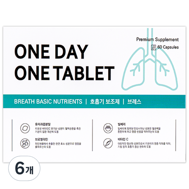 강아지기관지 영양제 고양이 호흡기 기침 60캡슐, 60회분, 호흡기기관지, 6개