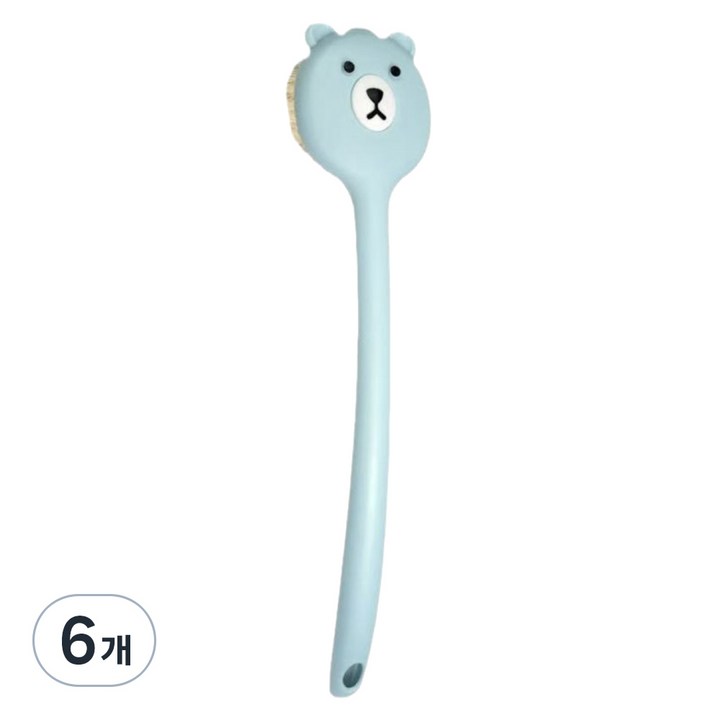 깨끗하게 샤워하자 바디 등 샤워 브러쉬, 블루, 6개, 1개입