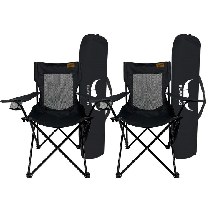 버팔로캠핑의자 버팔로 메쉬 캠핑 체어 + 전용가방 세트, 2세트, 블랙