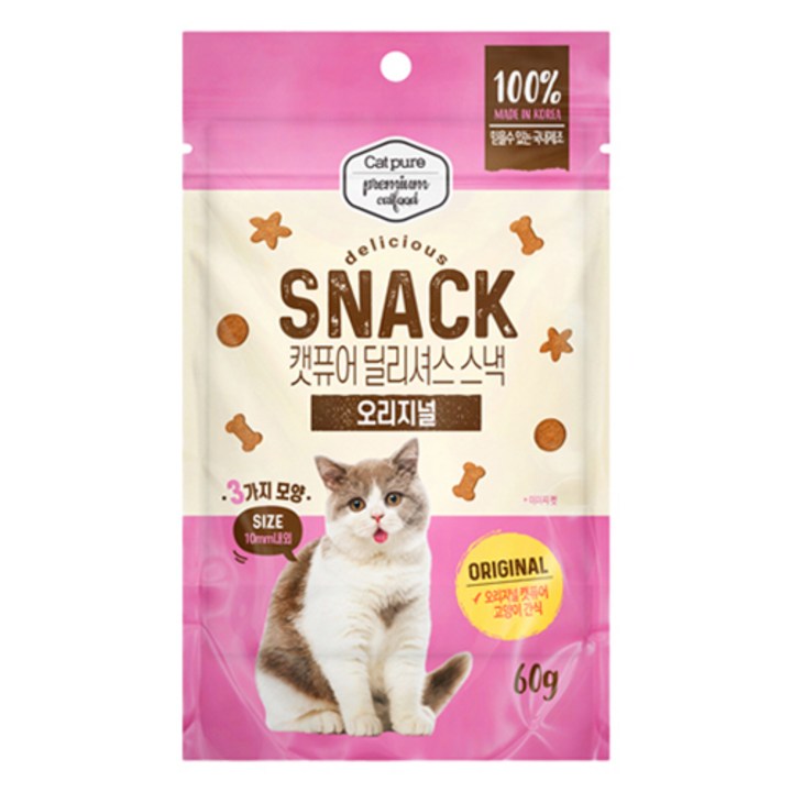 캣퓨어 고양이 딜리셔스 스낵 오리지널, 60g, 1개, 혼합맛닭고기참치