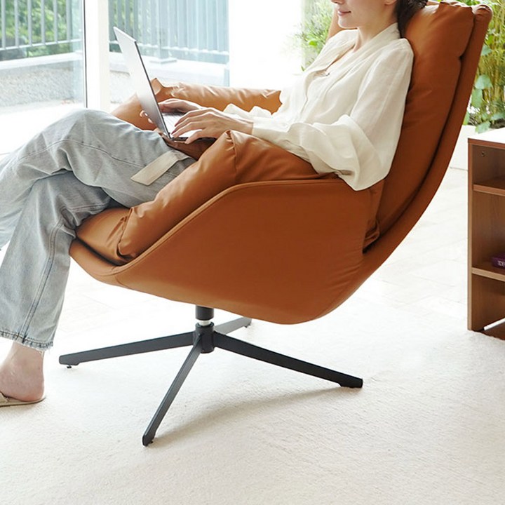 마루이 뉴트 1인용 360도 회전 안락의자 방문설치, 카멜브라운, 1개