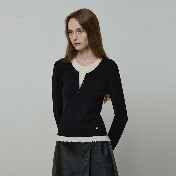 백화점 정품 25FW 잇미샤 칼라 레이어드 니트탑 ITPAKPO170