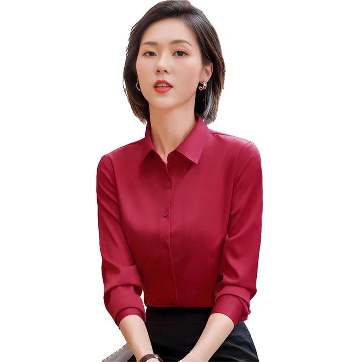 여성용 면접 유니폼 남방 춘하 심플 슬림핏 블라우스 긴팔셔츠 뉴타임즈 02CW2601