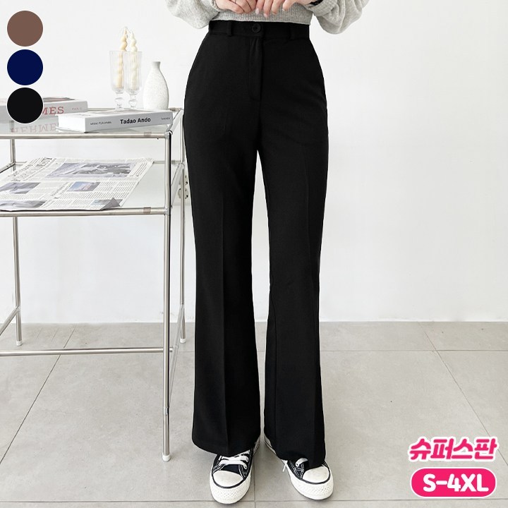 바비팩토리 여성용 롱숏 쫀쫀 편한 스판 세미 부츠컷 슬랙스 롱기장 팬츠 빅사이즈까지