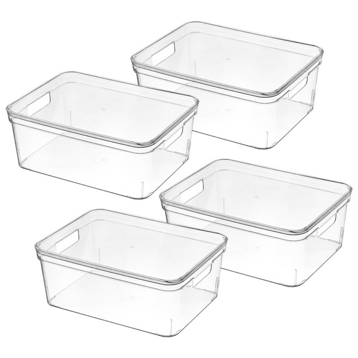 리빙 박스 팬트리 정리 책 바구니 장난감 수납함 ORT 정리함, 4개