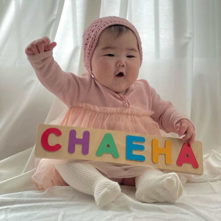주문제작 네임퍼즐 아기퍼즐 발도르프 원목블럭 우드레터링 핸드메이드 자작나무 원목교구 꼭지퍼즐 아크릴스탠드 포함, 파리
