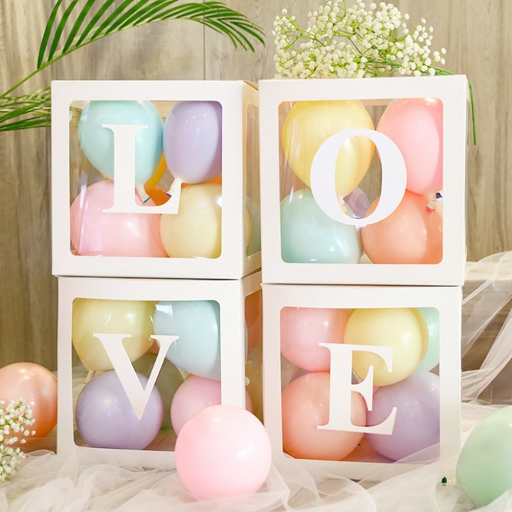 LOVE 투명상자4개 SET 이벤트 프로포즈 기념일 생일파티 용품