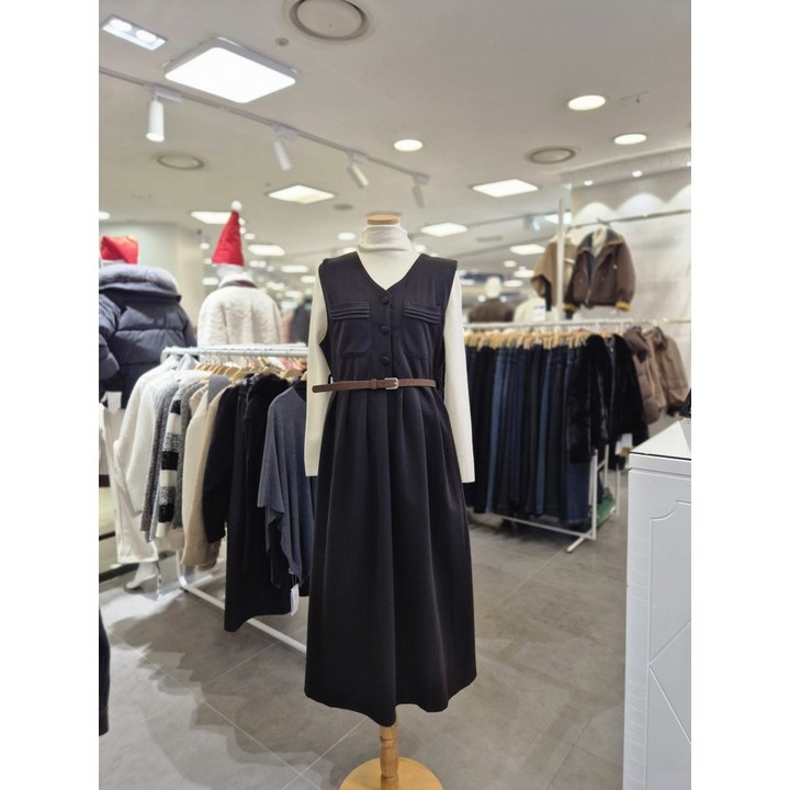 밸리걸 겨울소재 모직 민소매  턱플레어원피스  612910