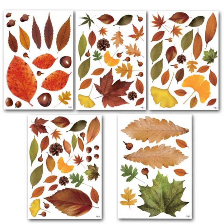 가을스티커 (만들기재료)단나뭇잎 스티커 5매 6개묶음 가을만들기