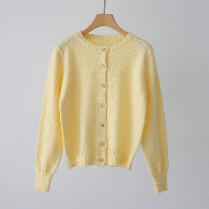 제니트 여성 보송 폭닥 라운드넥 긴팔 니트 가디건 베이직