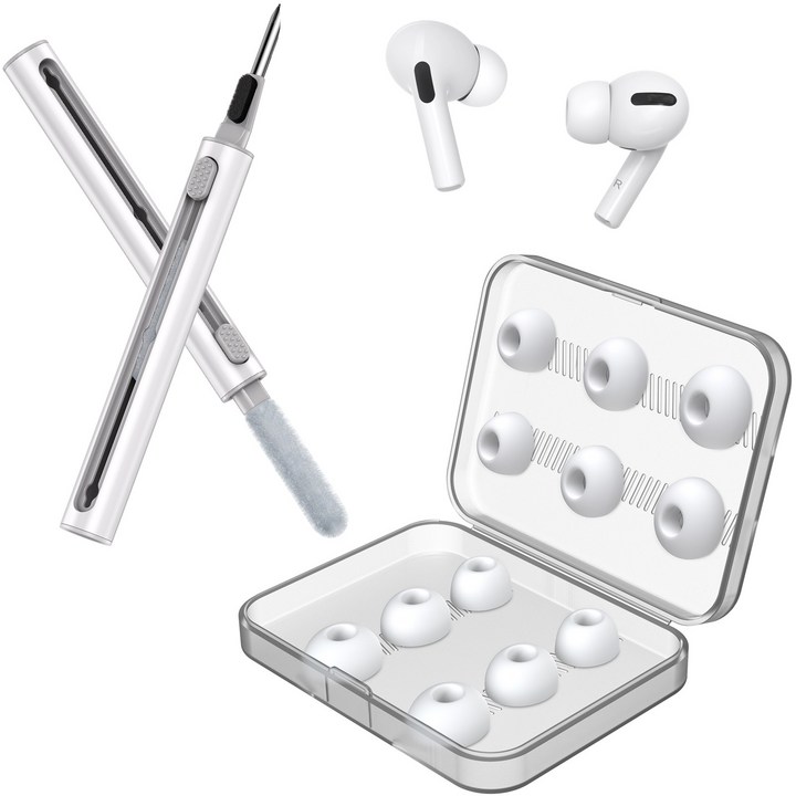 에어팟 프로 전용 실리콘 이어팁 6P 블루투스 이어폰 청소기 세트, 단일상품, 혼합색상