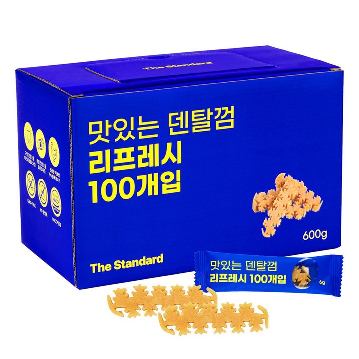 더스탠다드 맛있는 덴탈껌 구강관절 리프레시 100p 가수분해 저알러지 양치껌, 1개, 600g, 구강관절리프레시