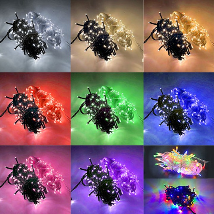 선세이브단품 크리스마스 트리 전구 LED 은하수 100구 조명 검정선투명선, RGB4색, 1개