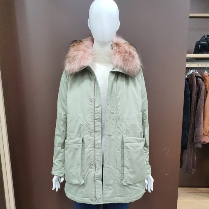 시에로 카라 FUR 탈부착의 아웃포켓 야상다운점퍼 SE4JPF218