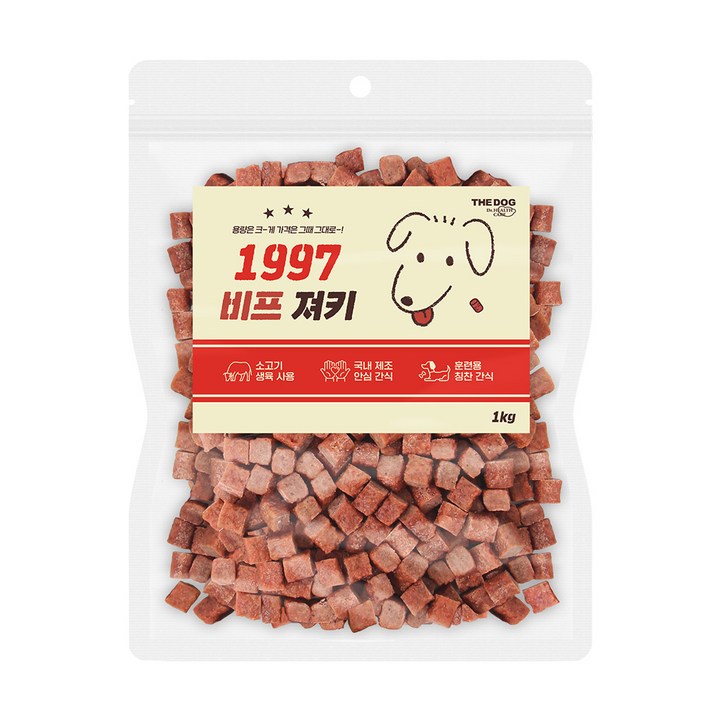 더독 1997 져키 강아지 간식, 비프맛, 1kg, 1개 더독 1997 져키 강아지 간식, 비프맛, 1kg, 1개